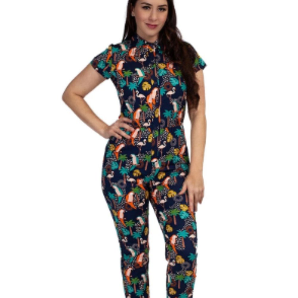 Tropical Birds Vintage Pinup Retro Jumpsuit by Retrolicious